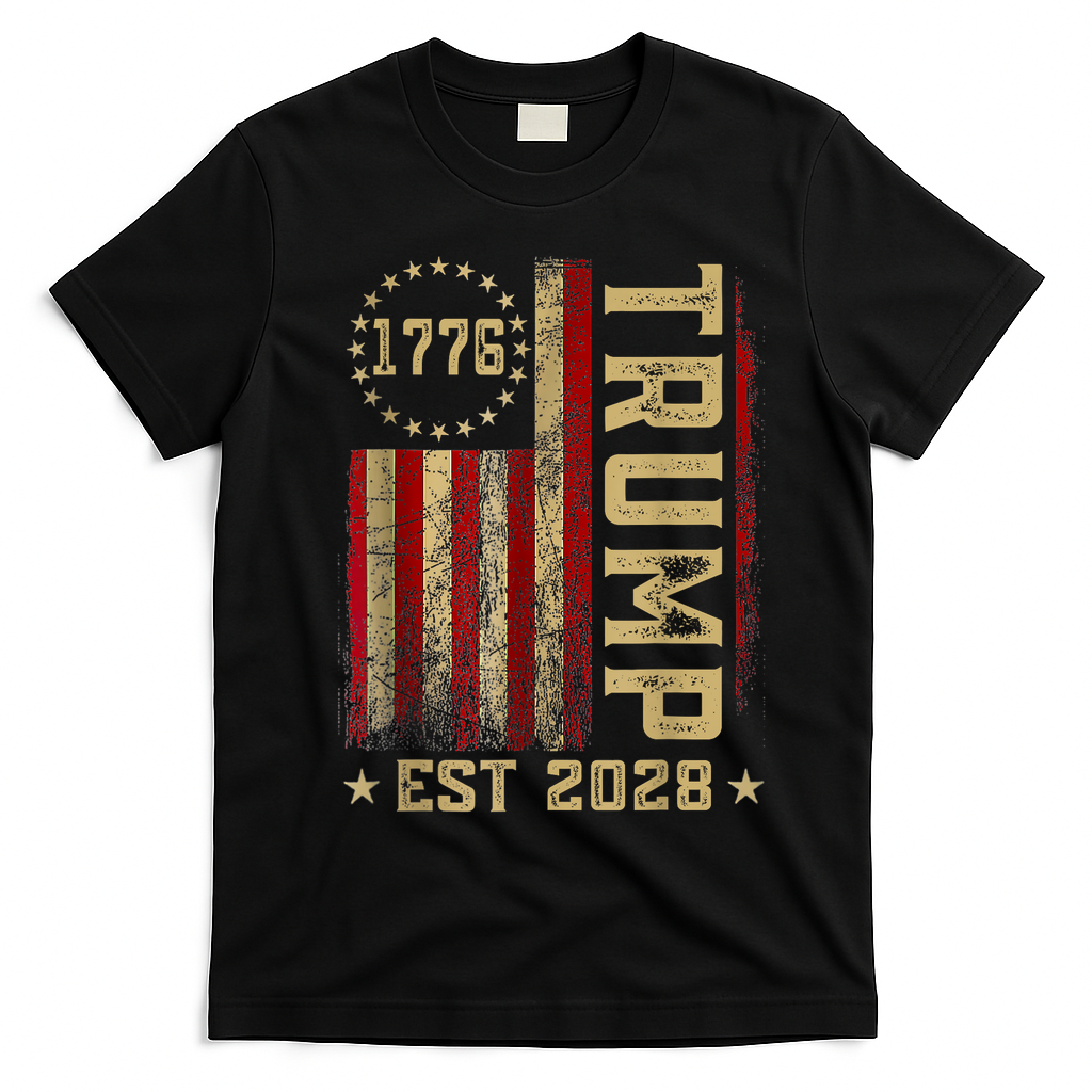 Trump 2028 Vote Donald Trump America US Flag Vintage T-Shirt - Black