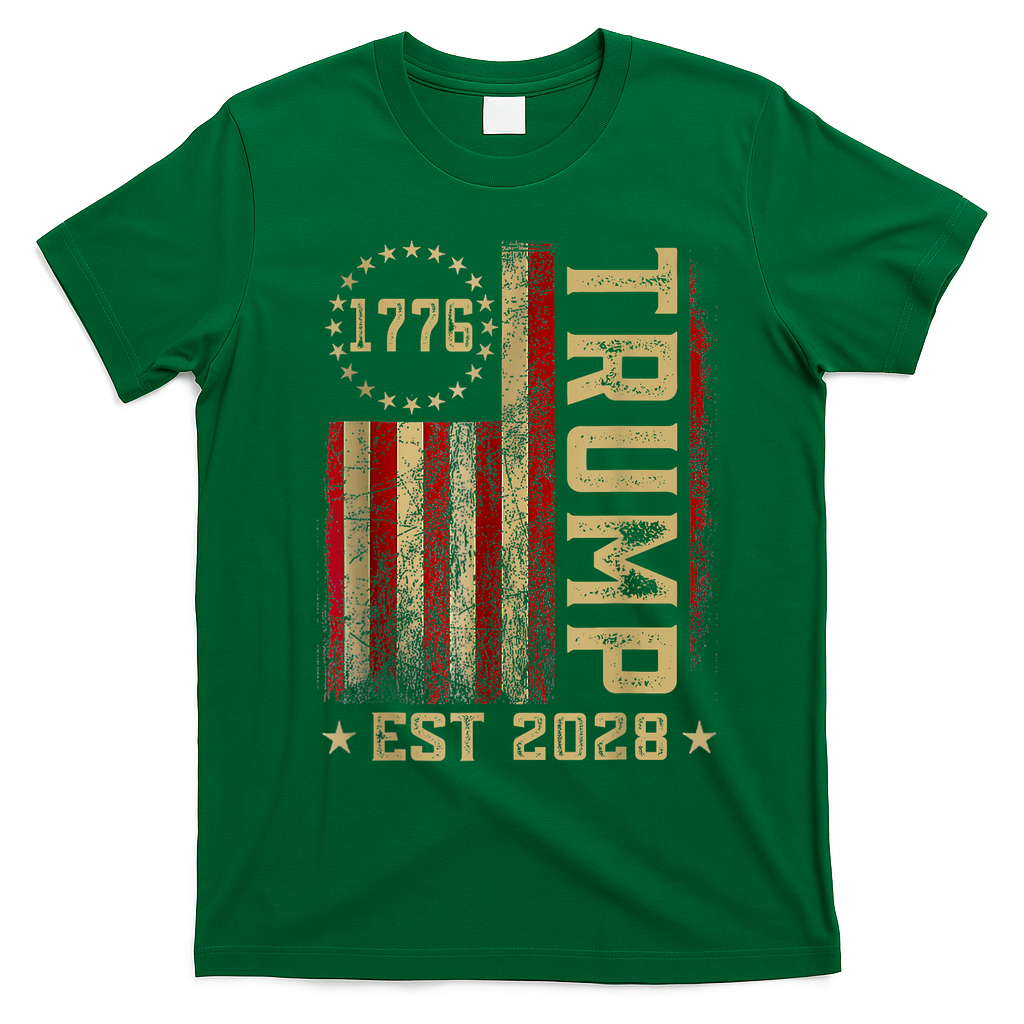 Trump 2028 Vote Donald Trump America US Flag Vintage T-Shirt - Irish Green