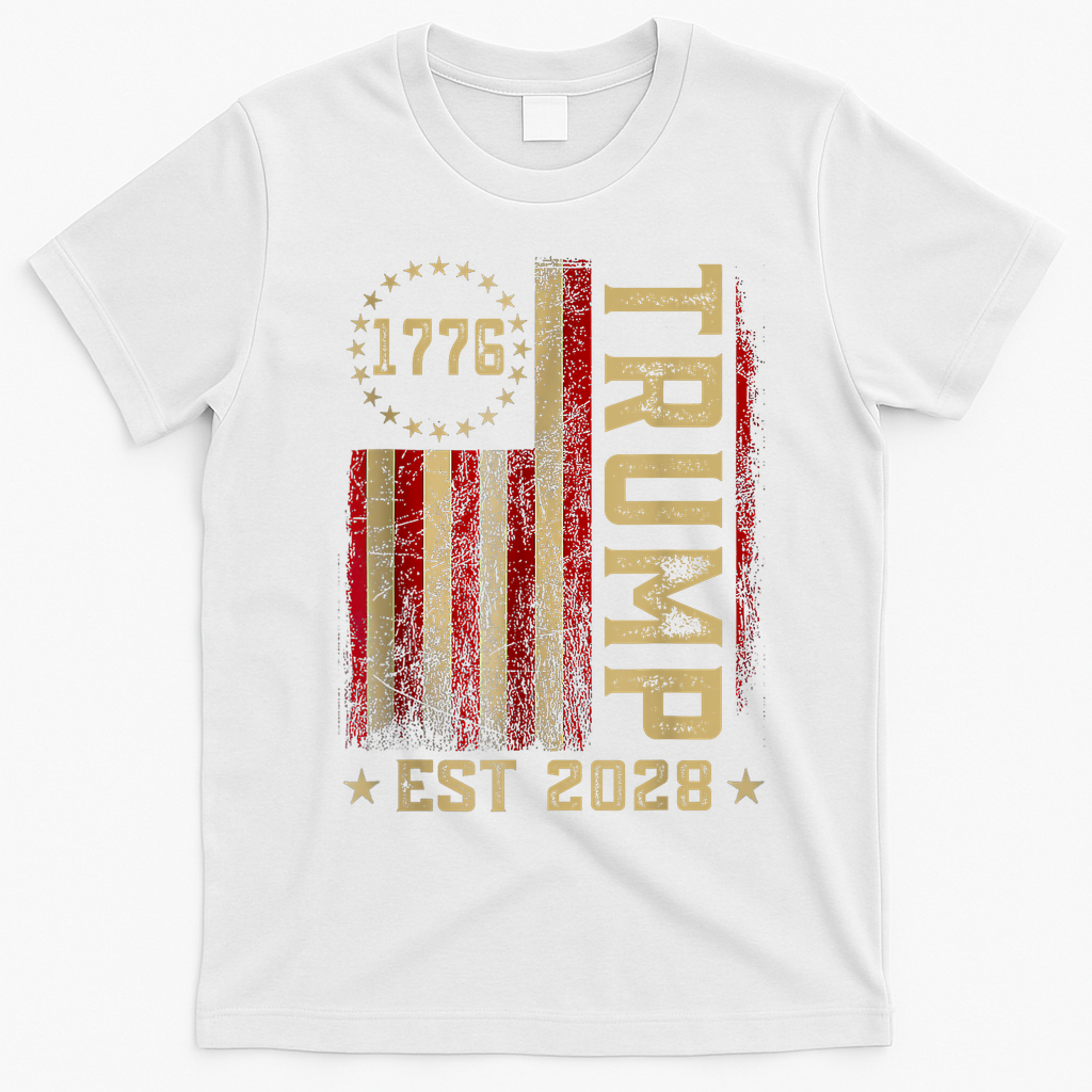 Trump 2028 Vote Donald Trump America US Flag Vintage T-Shirt - White