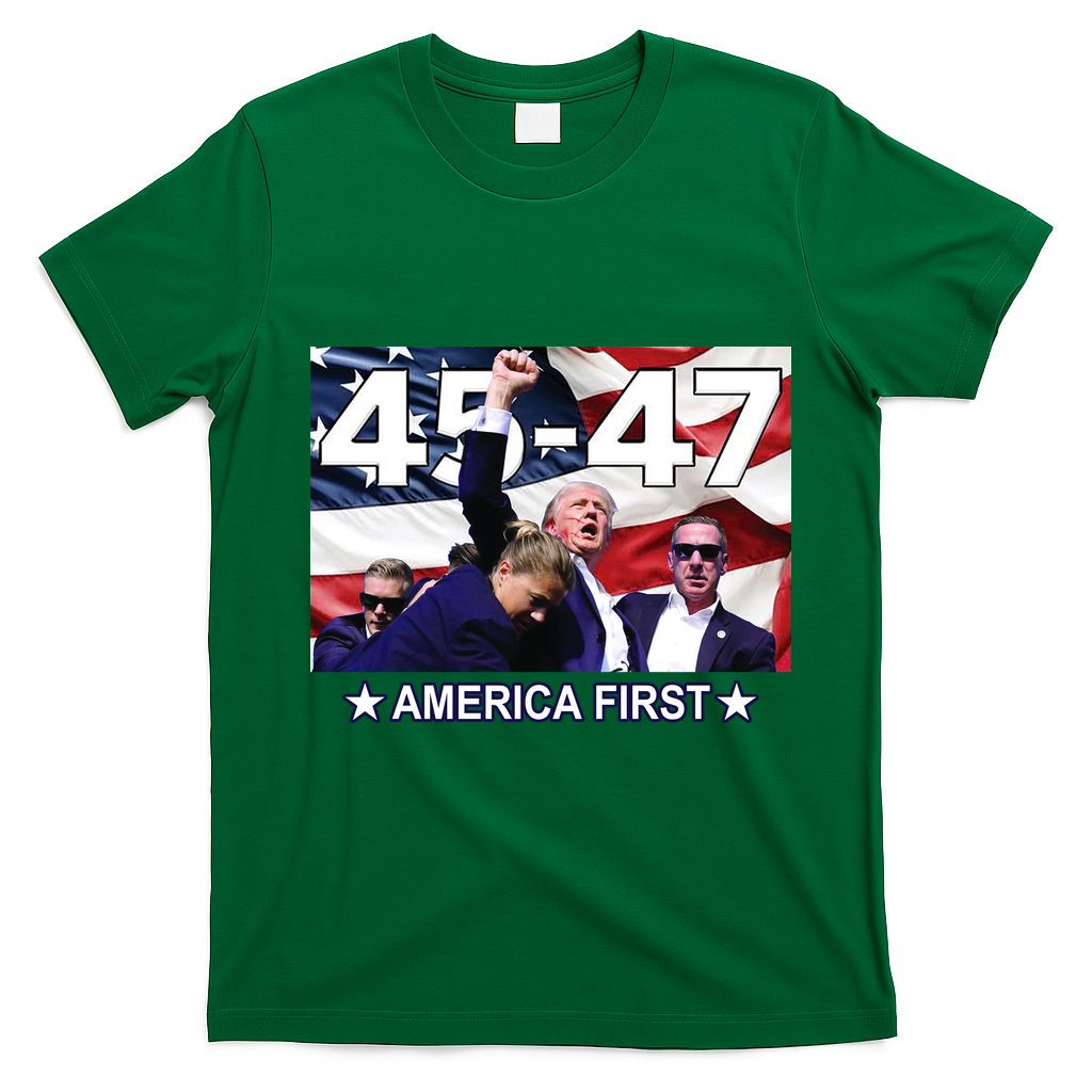 Trump 45 – 47 America First T-Shirt - Irish Green