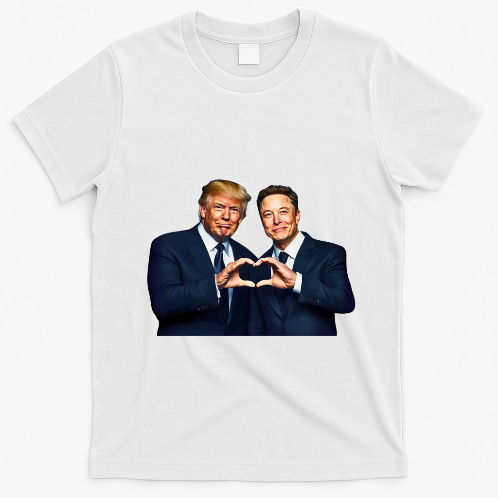 Trump And Musk One Heart Team Funny T-Shirt - White