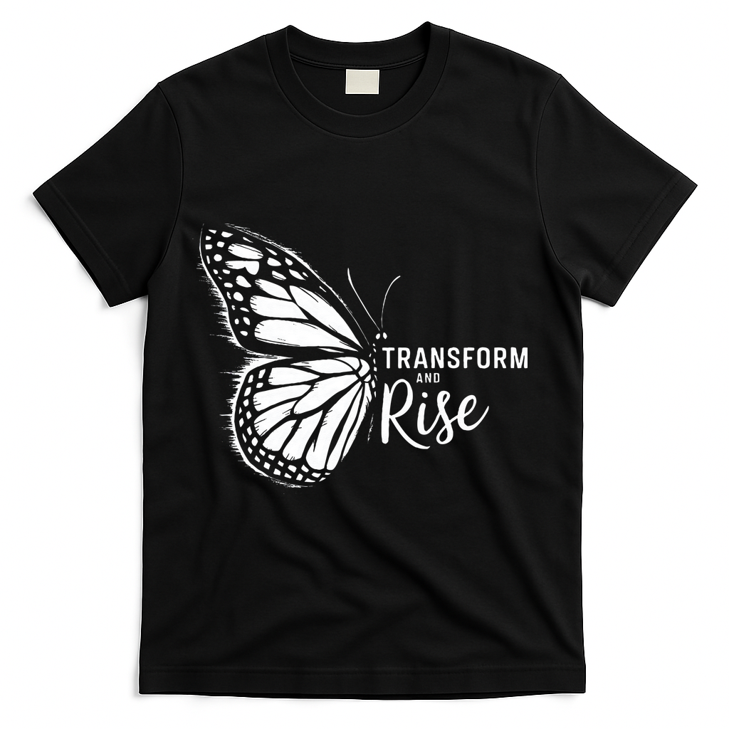 Transform And Rise Inspiring Butterfly T-Shirt - Black
