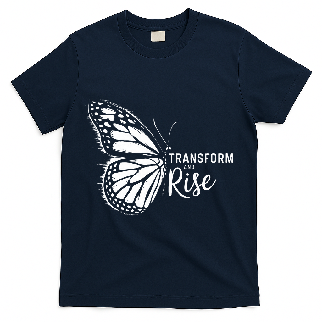 Transform And Rise Inspiring Butterfly T-Shirt - Navy