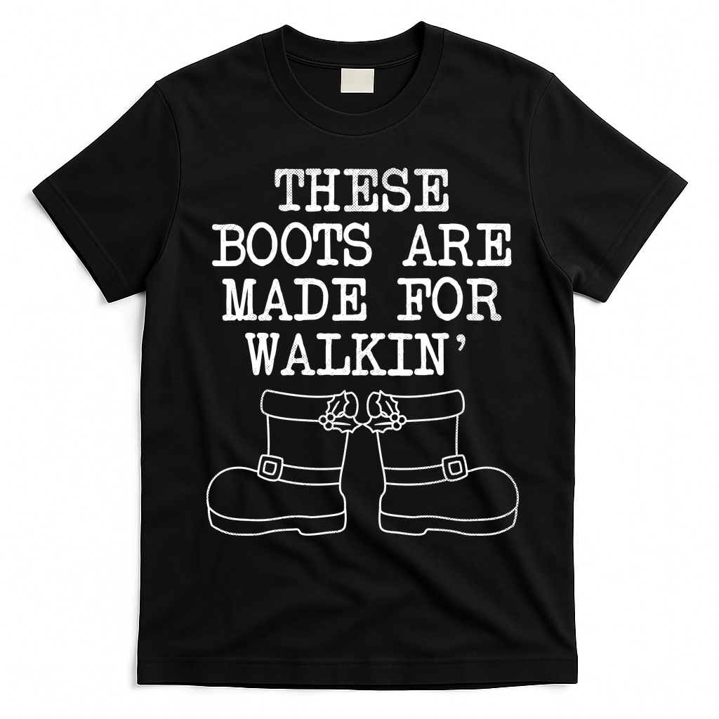 These Boots Are Made For Walkin Christmas T-Shirt - Black