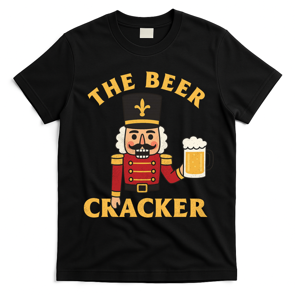 The Beer Cracker Funny Nutcracker Christmas T-Shirt - Black