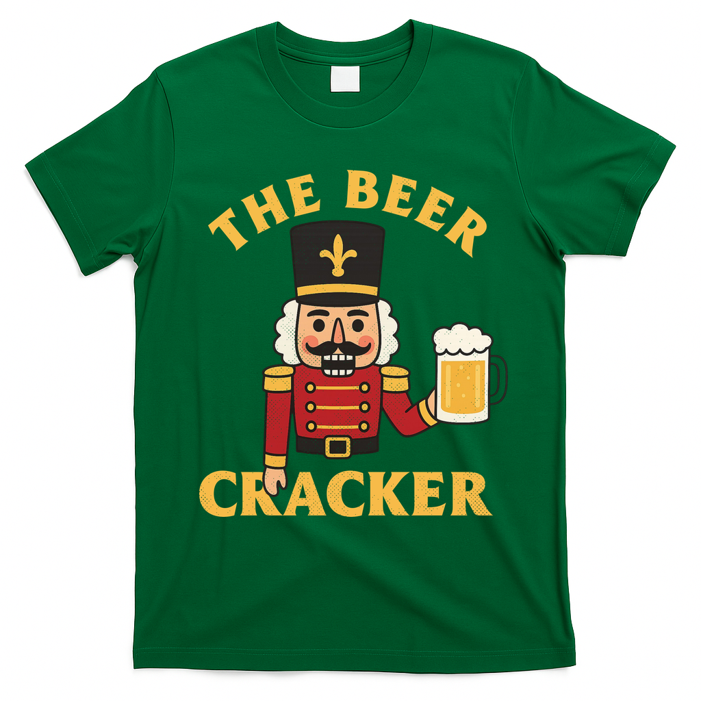 The Beer Cracker Funny Nutcracker Christmas T-Shirt - Irish Green