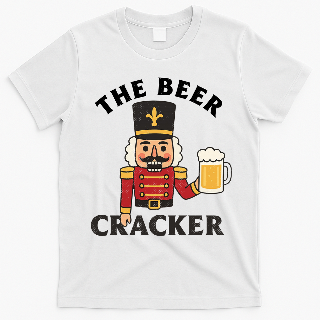 The Beer Cracker Funny Nutcracker Christmas T-Shirt - White