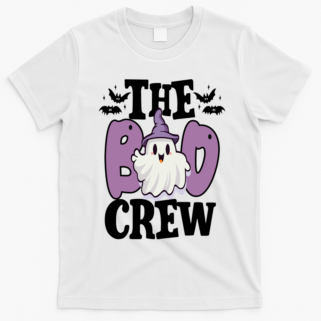 The Boo Crew Cute Halloween Ghost T-Shirt - White