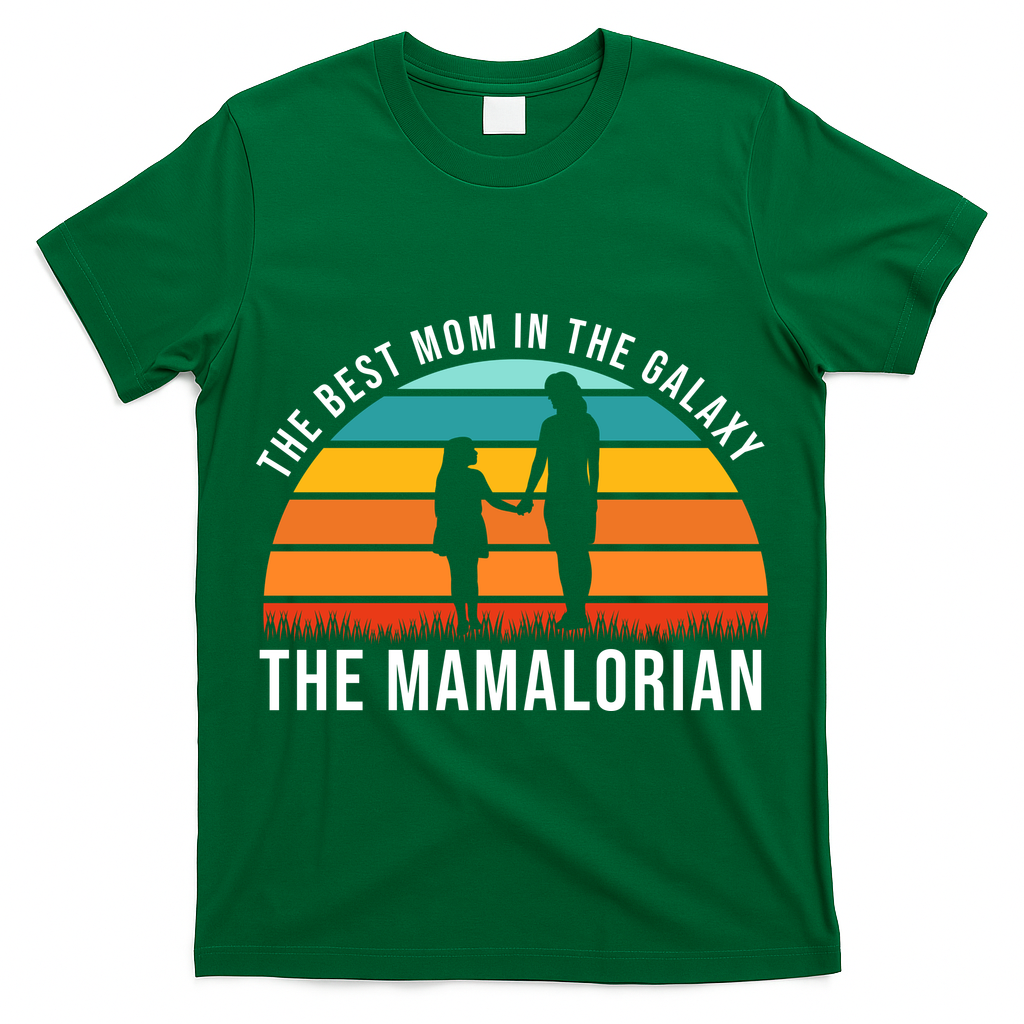 The Best Mom In The Galaxy The Mamalorian Retro Sunset T-Shirt