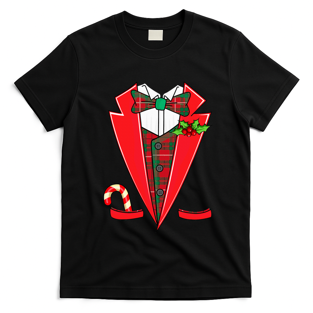 Tuxedo Christmas Fancy Xmas Costume Tux T-Shirt - Black