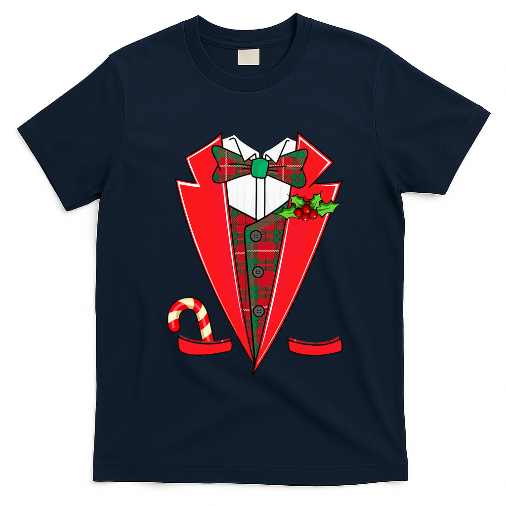 Tuxedo Christmas Fancy Xmas Costume Tux T-Shirt - Navy Blue