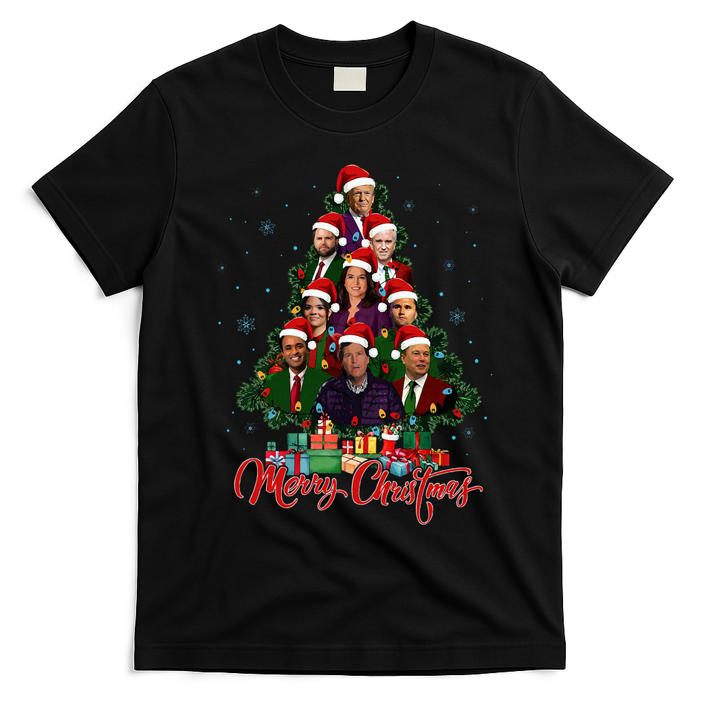 Trump Christmas Tree Dream Team Daddys Home 45 47 T-Shirt - Black