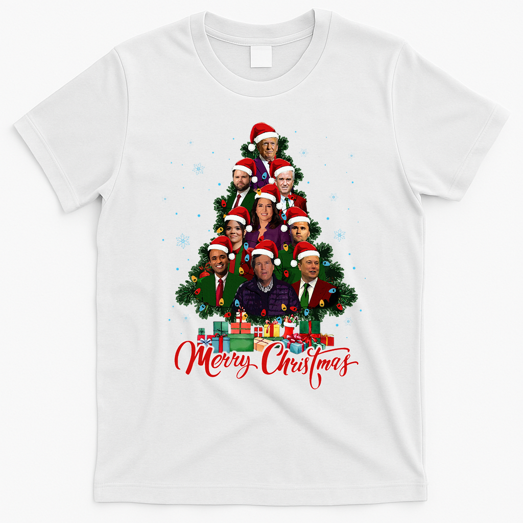 Trump Christmas Tree Dream Team Daddys Home 45 47 T-Shirt - White