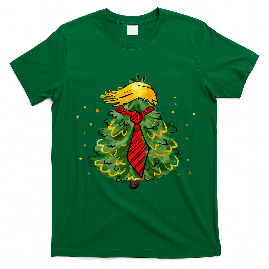 Trump Christmas Usa Funny Trump Hair Tree T-Shirt - Irish Green