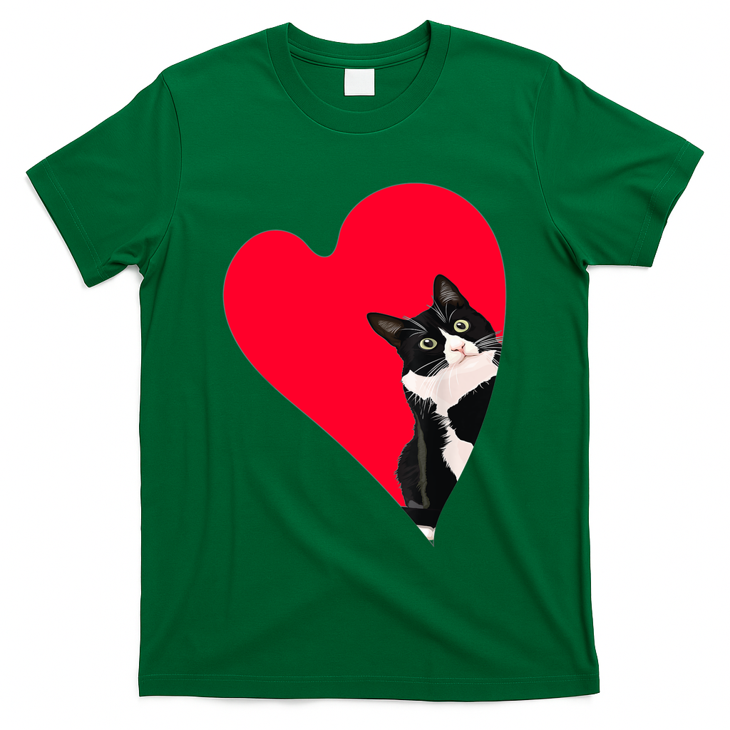 Tuxedo Cat Valentine Heart For Kitten And Animal Lovers TShirt T-Shirt