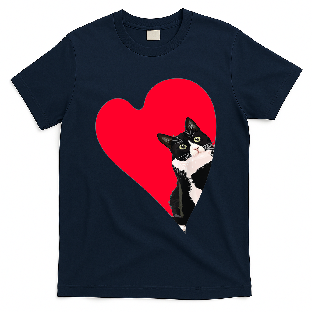 Tuxedo Cat Valentine Heart For Kitten And Animal Lovers TShirt T-Shirt
