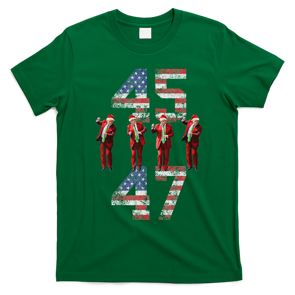 Trump Dance 45 47 American Flag Xmas Pajamas T-Shirt - Irish Green