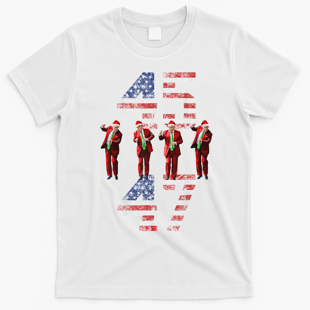 Trump Dance 45 47 American Flag Xmas Pajamas T-Shirt - White