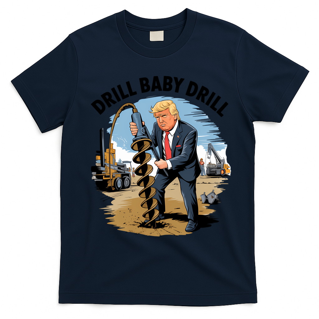 Trump Drill Baby Drill T-Shirt - Navy Blue