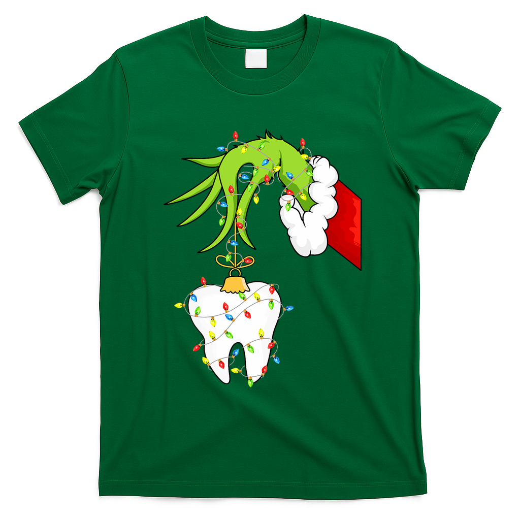 Tooth Dentist Dental Christmas Holiday T-Shirt - Irish Green