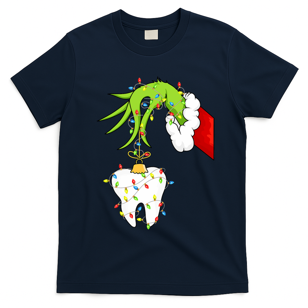 Tooth Dentist Dental Christmas Holiday T-Shirt - Navy Blue