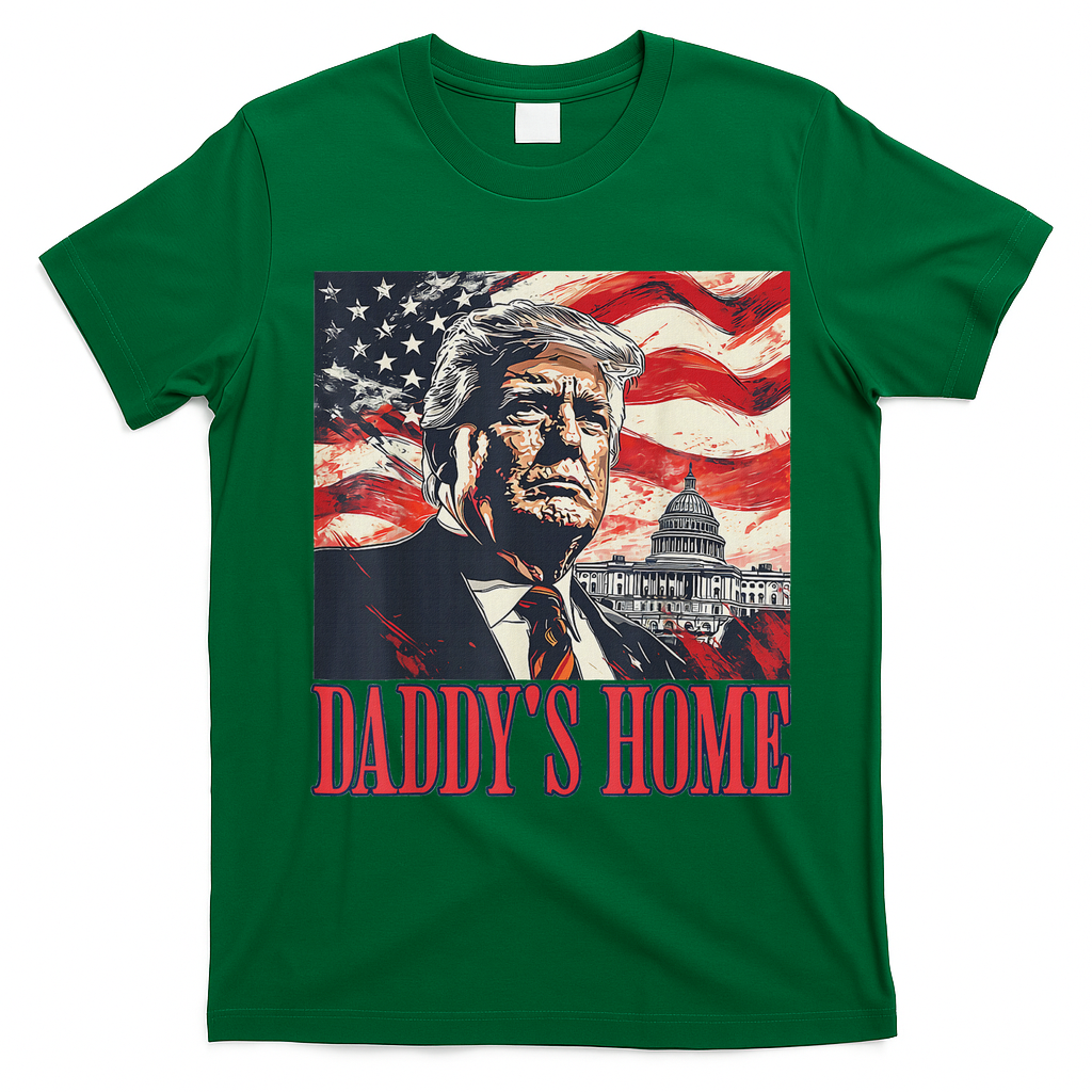 Trump Daddys Home White House Usa American Flag Vintage T-Shirt - Irish Green