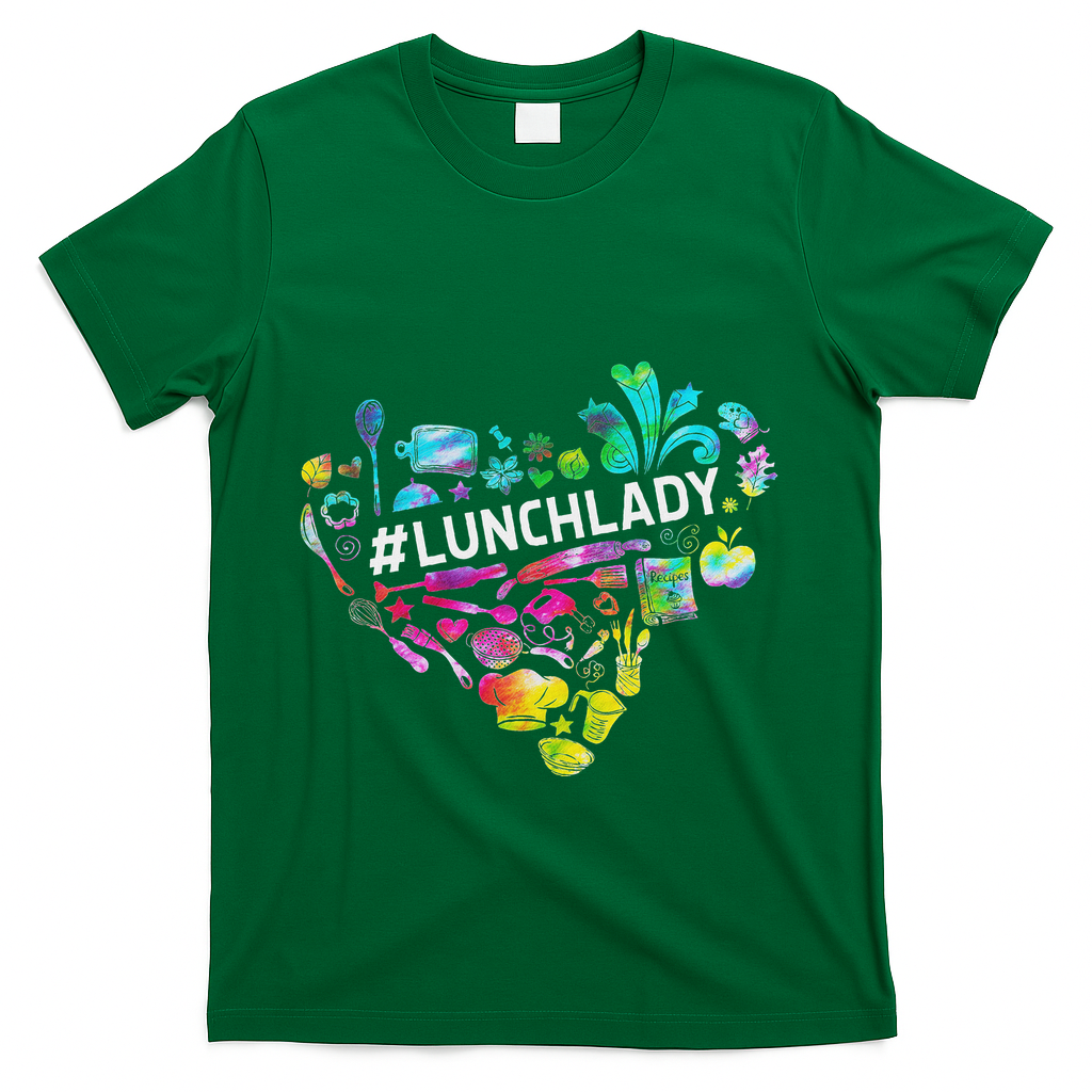Tie Dye Lunch Lady Cafeteria Staff Welcome Back To School T-Shirt - Green