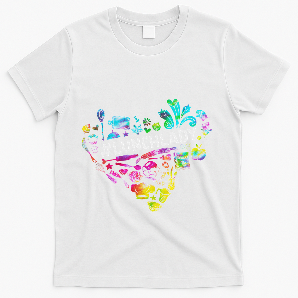 Tie Dye Lunch Lady Cafeteria Staff Welcome Back To School T-Shirt - White