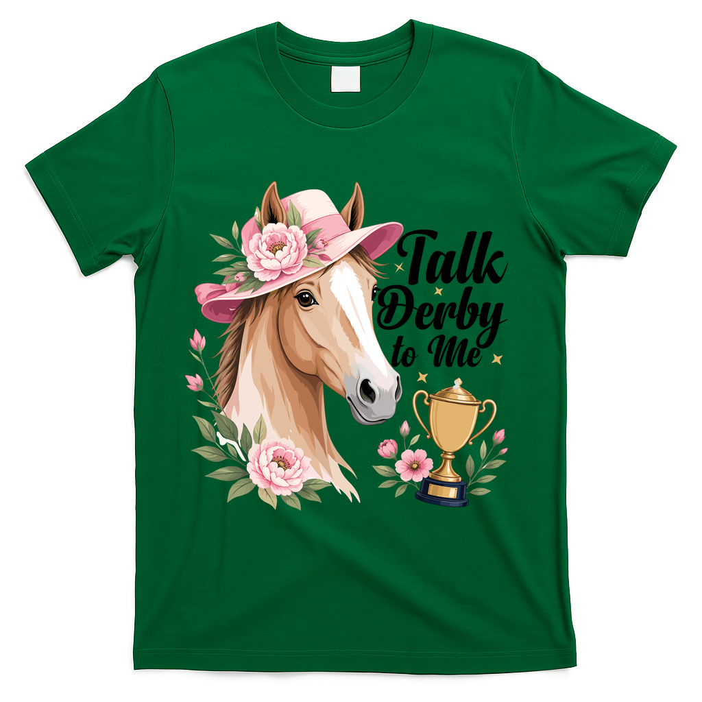 Talk Derby To Me Funny Horse Racing Meme T-Shirt - Green