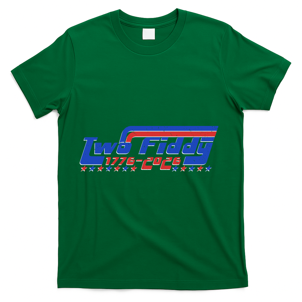 Two Fiddy 1776-2026 Vintage Americana Graphic Apparel T-Shirt - Green