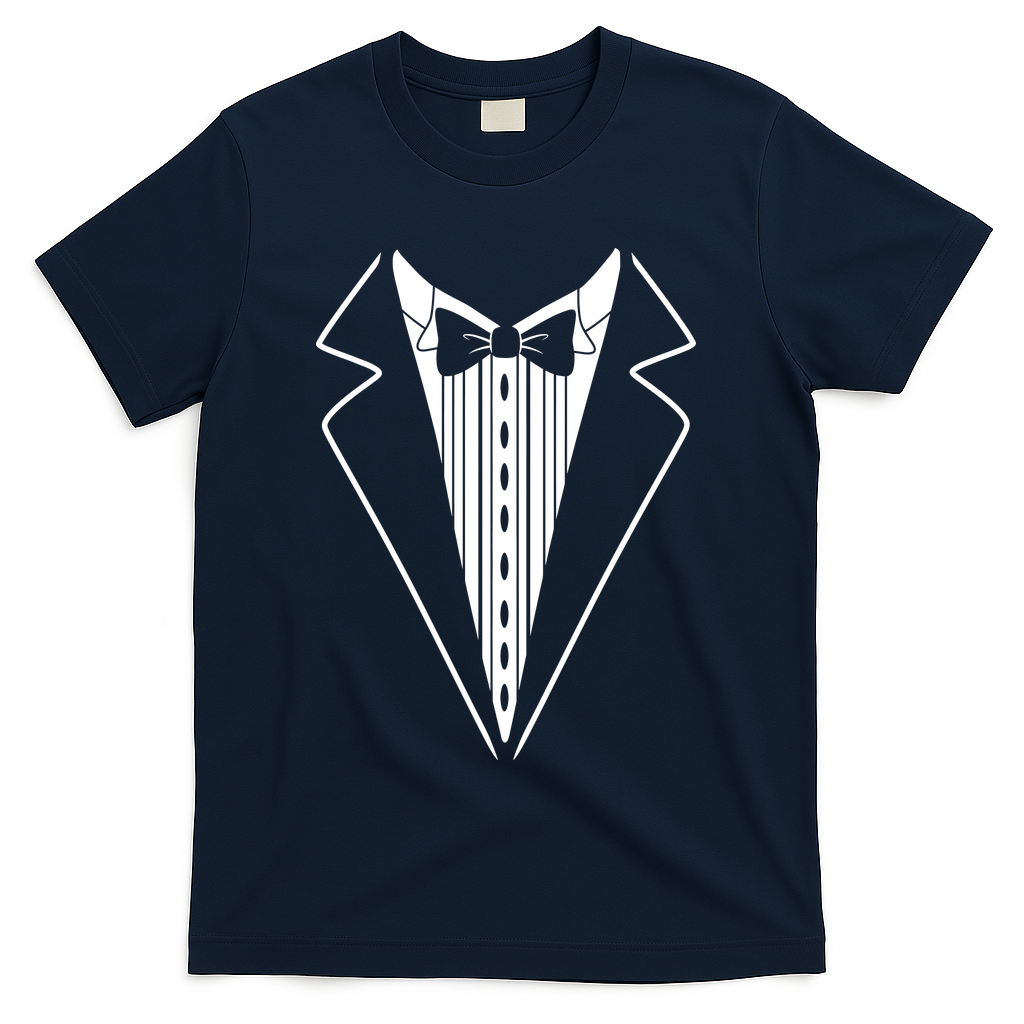 Tuxedo Formal Classic Black White Tux T-Shirt - Navy