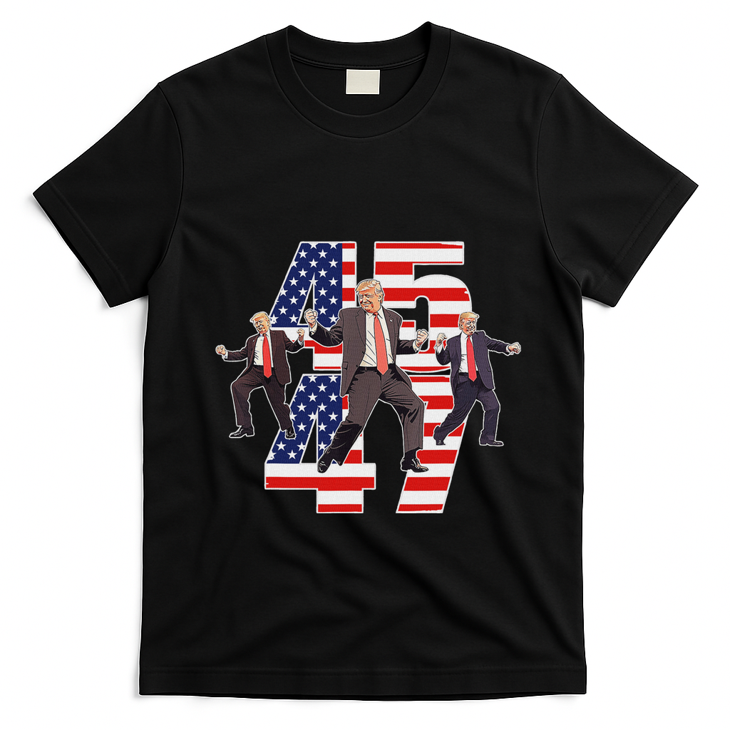 Trump Funny Victory Dance Trump Dancing America 47 T-Shirt - Black