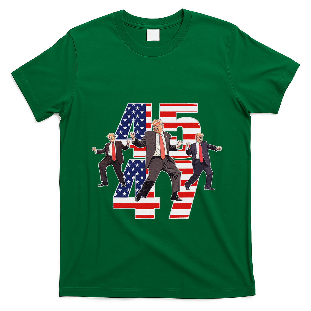 Trump Funny Victory Dance Trump Dancing America 47 T-Shirt - Irish Green