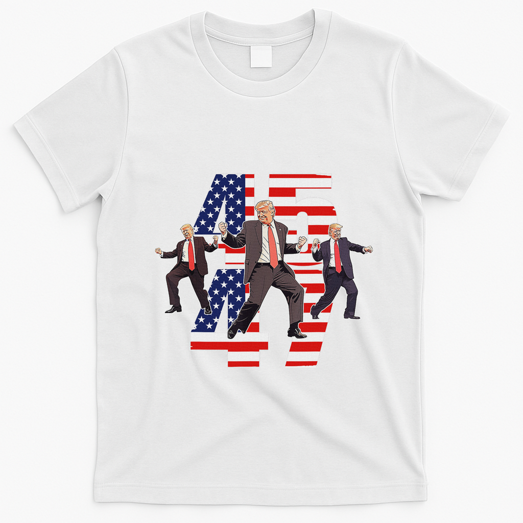 Trump Funny Victory Dance Trump Dancing America 47 T-Shirt - White