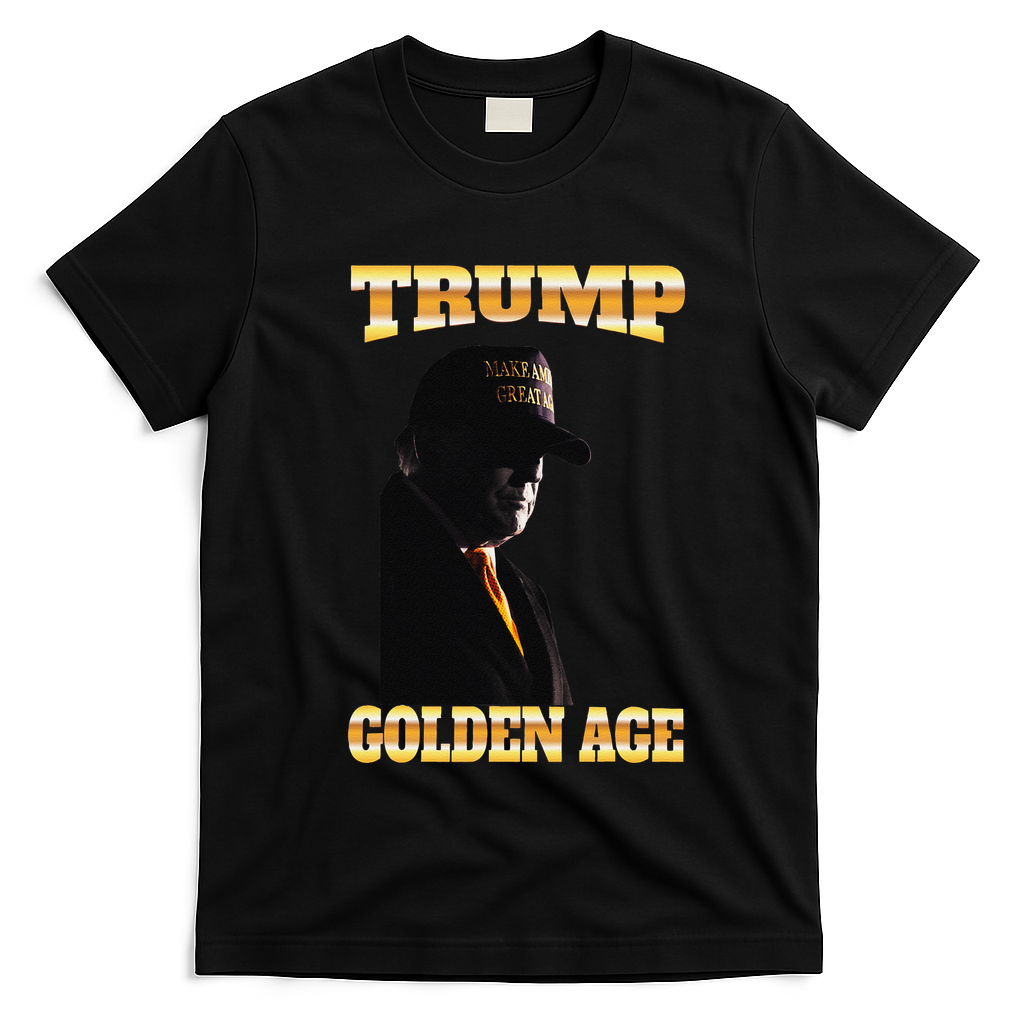 Trump Golden Age Silhouette Maga 45 47 Golden Tie T-Shirt - Black