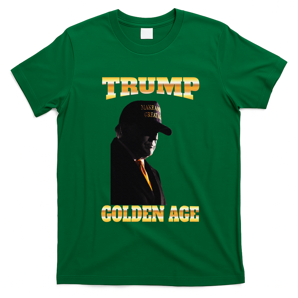 Trump Golden Age Silhouette Maga 45 47 Golden Tie T-Shirt - Irish Green