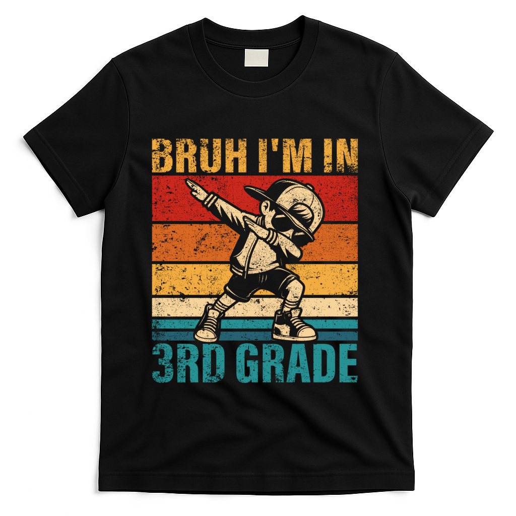 Third Grade Dabbing Boy Bruh IM In 3rd Grade Student T-Shirt - Black