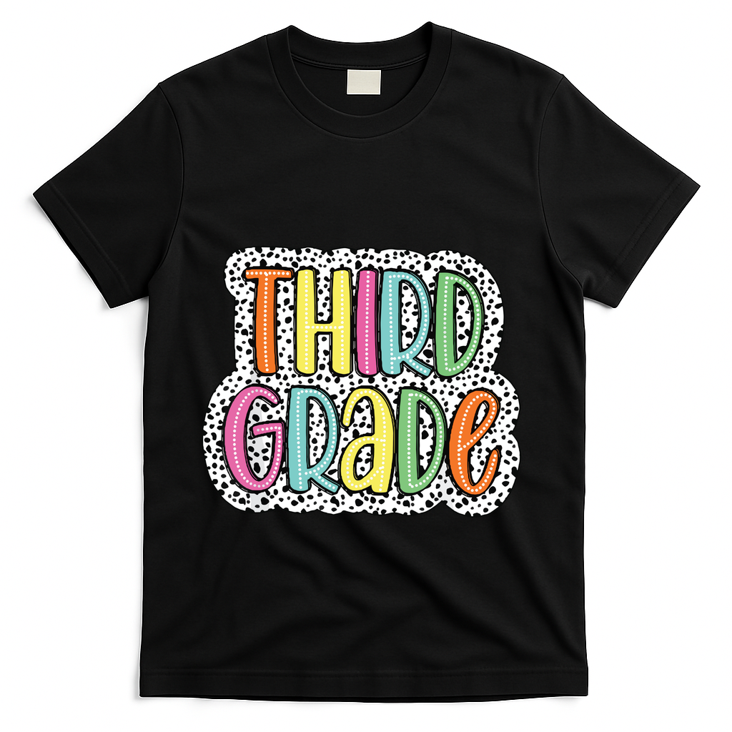 Third Grade Dalmatian Dots 3rd Dream Team Back To School T-Shirt - Black