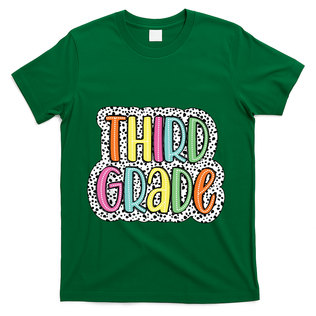 Third Grade Dalmatian Dots 3rd Dream Team Back To School T-Shirt - Green