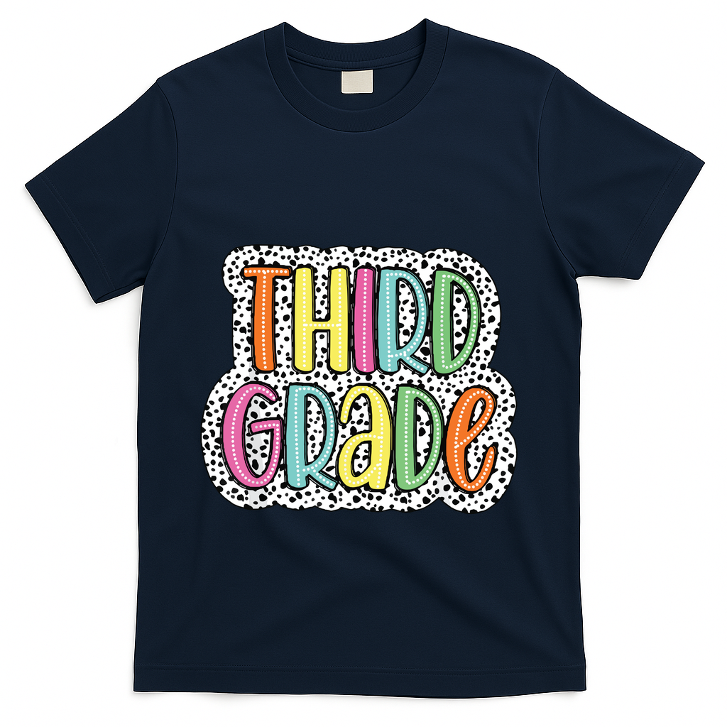 Third Grade Dalmatian Dots 3rd Dream Team Back To School T-Shirt - Navy