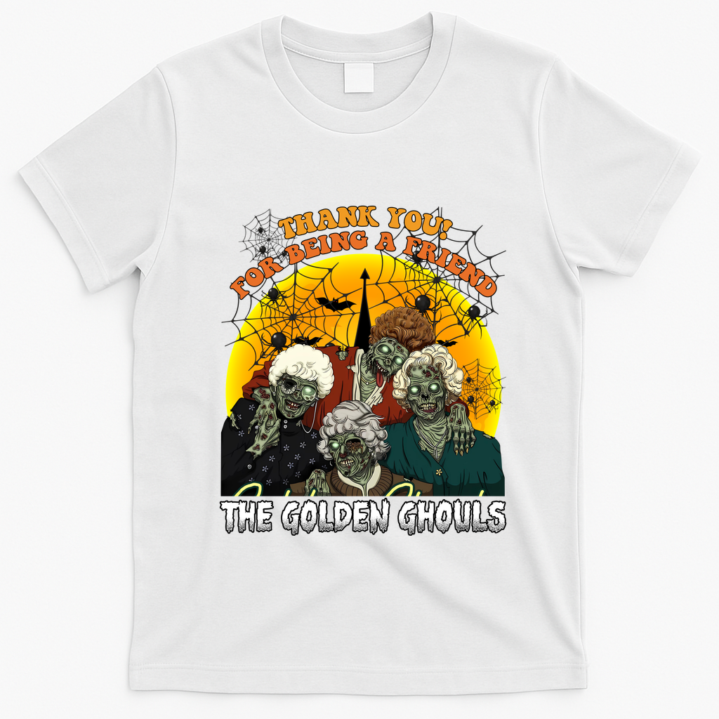 The Golden Ghouls Vintage Halloween Spooky Golden T-Shirt - White