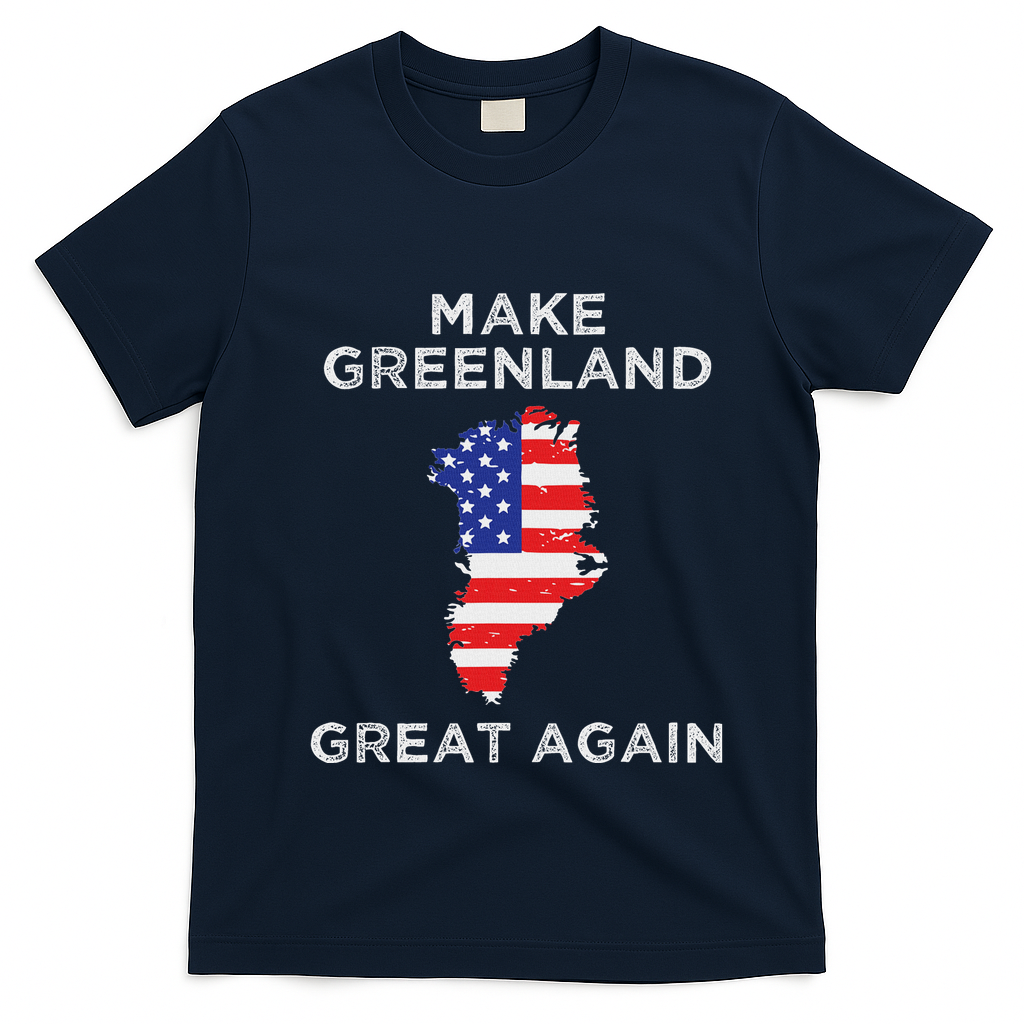 Trump Greenland Make Great Again Map T-Shirt - Navy Blue