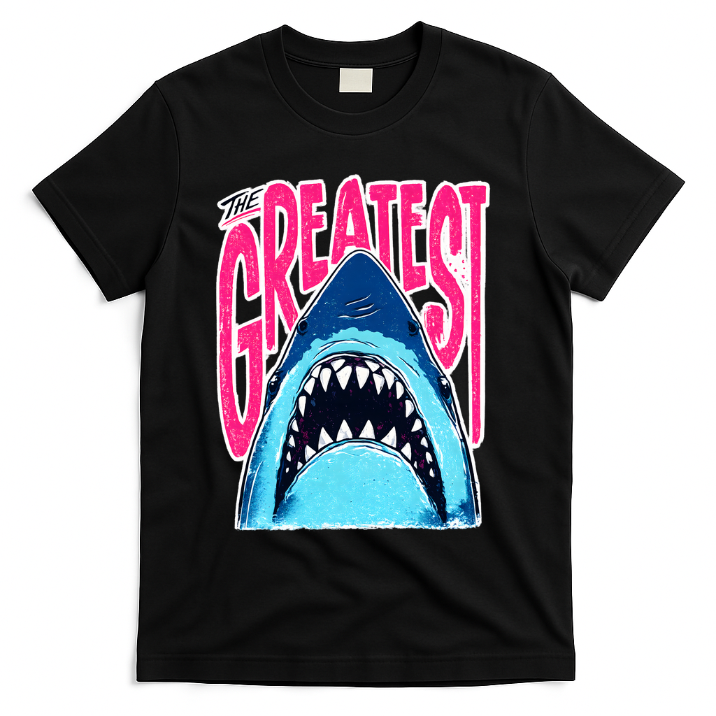 The Greatest Shark Great White T-Shirt - Black