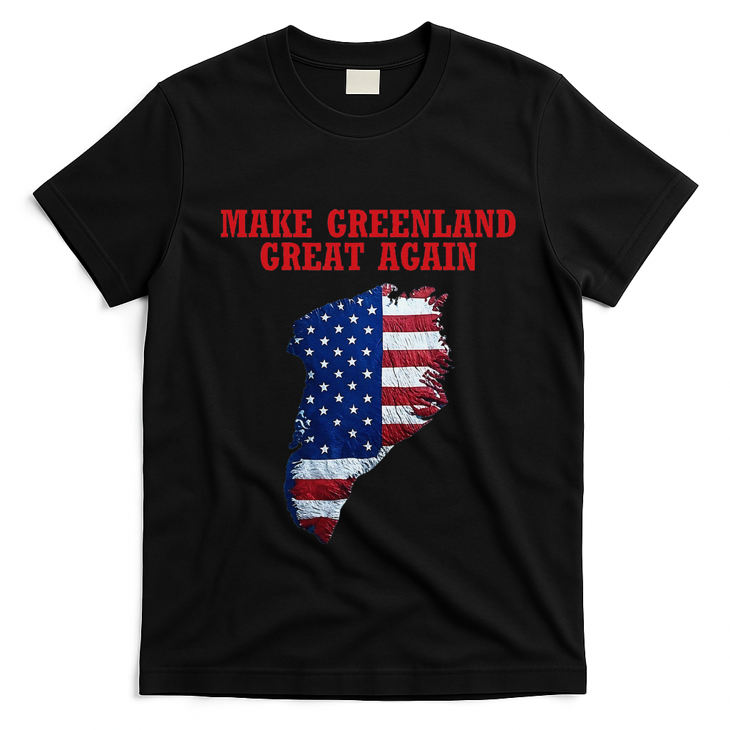 Trump Greenland Usa Flag Make Greenland Great Again Map T-Shirt - Black