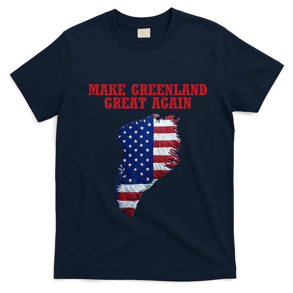 Trump Greenland Usa Flag Make Greenland Great Again Map T-Shirt - Navy Blue