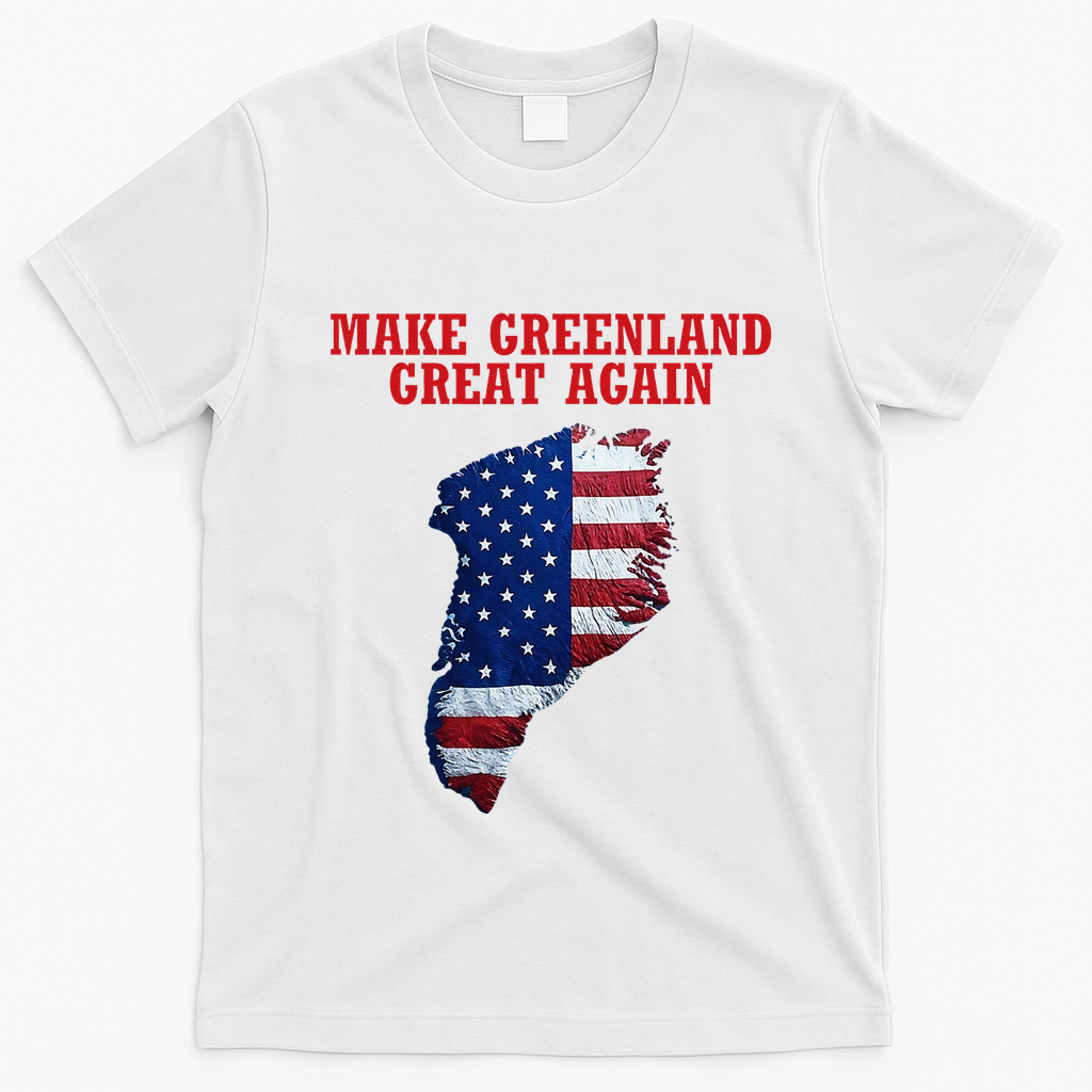 Trump Greenland Usa Flag Make Greenland Great Again Map T-Shirt - White