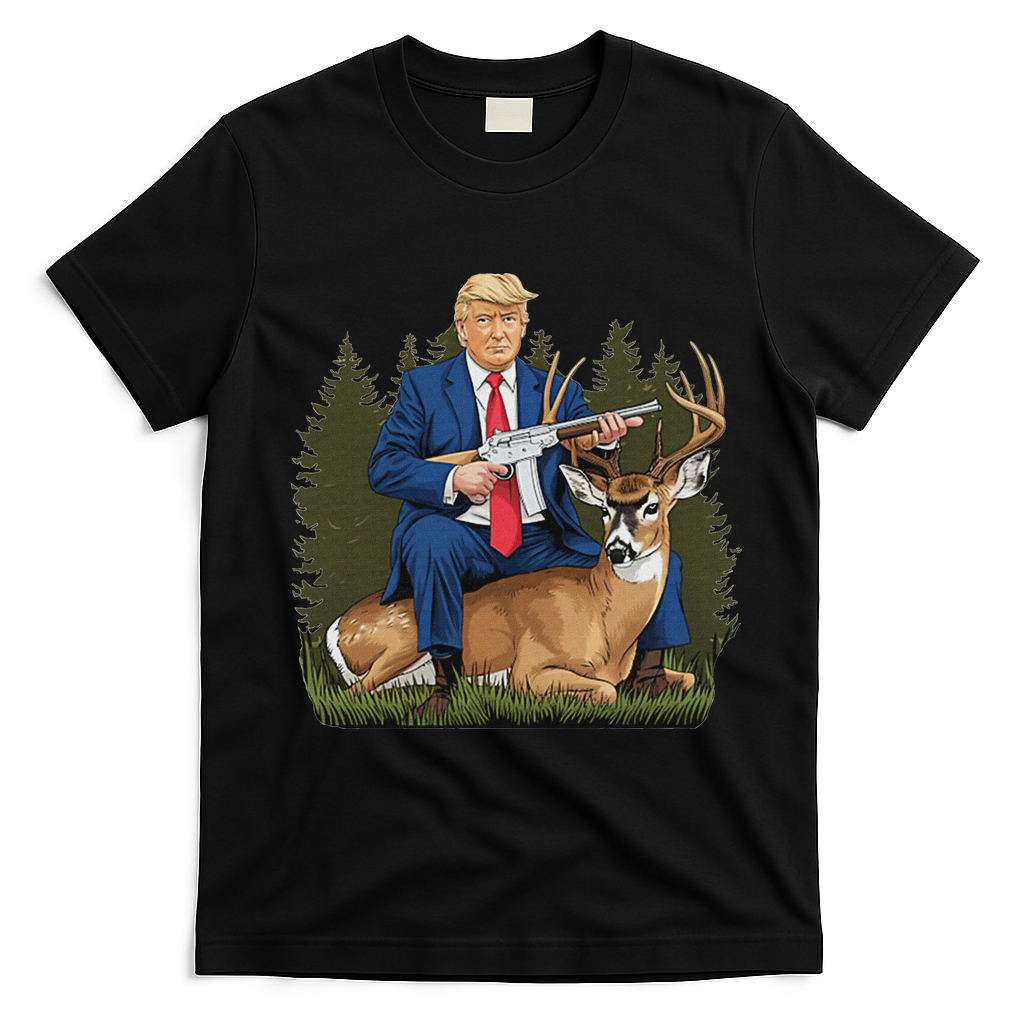 Trump Hunting Deer T-Shirt - Black