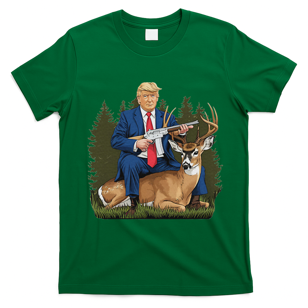 Trump Hunting Deer T-Shirt - Irish Green