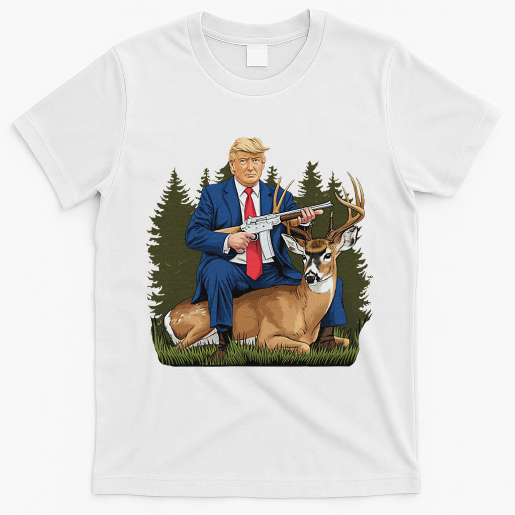 Trump Hunting Deer T-Shirt - White