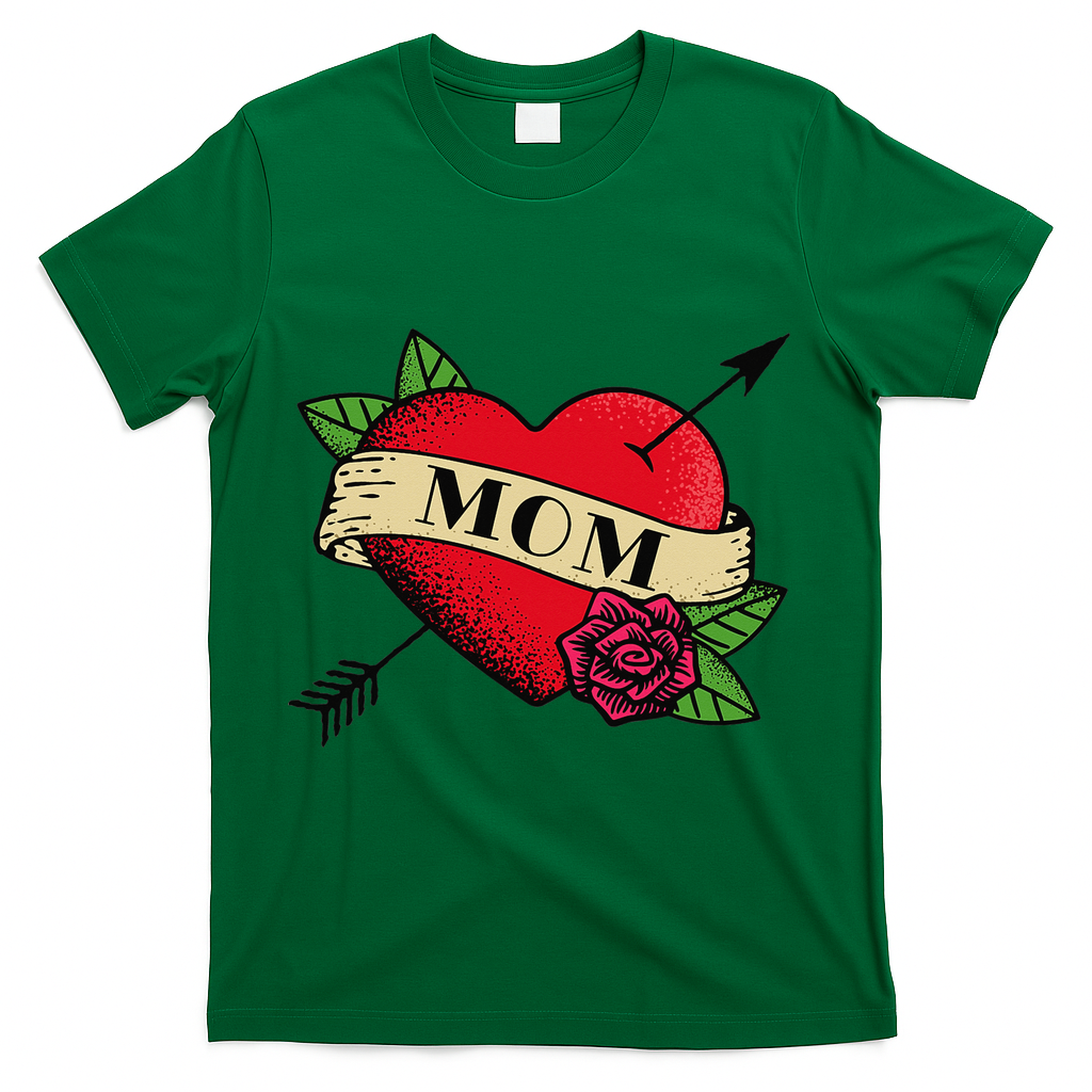 Tattoo Heart Mom T-Shirt - Green